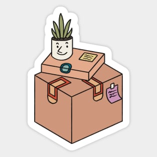Funny plant and boxes Sticker